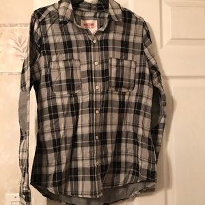 NWOT Mossimo Plaid Button Down Top Black - Size Large Women’s